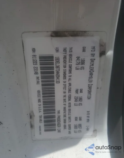 2004 Dodge Stratus Se z USA, uszkodzony, nr VIN 1B3EL36T34N294133